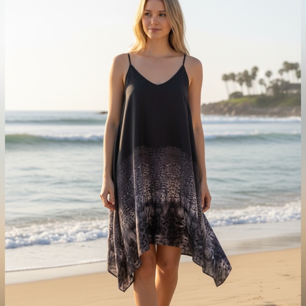 Zimmermann Cheetah Asymmetrical Slip Dress
